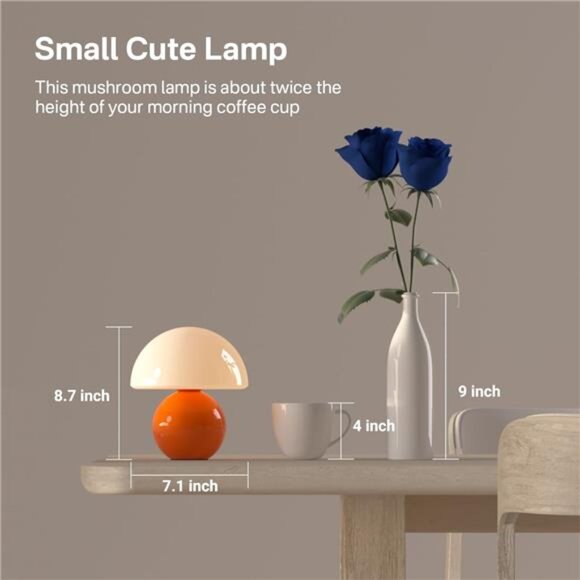 Mushroom Lamp Table Lamp Orange Cute Mini Night Light Bedside Desk Home Decor - Picture 6 of 7